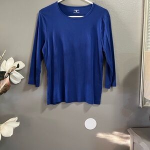 Jones New York Women's Long Sleeve Top in Pink and Purple Leaf Print